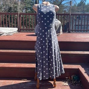 Lauren Ralph Lauren Gray Base with White Dots Maxi Women's Dress Size 2